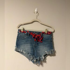 Altar’d State High Waisted Belted Jean Shorts 26